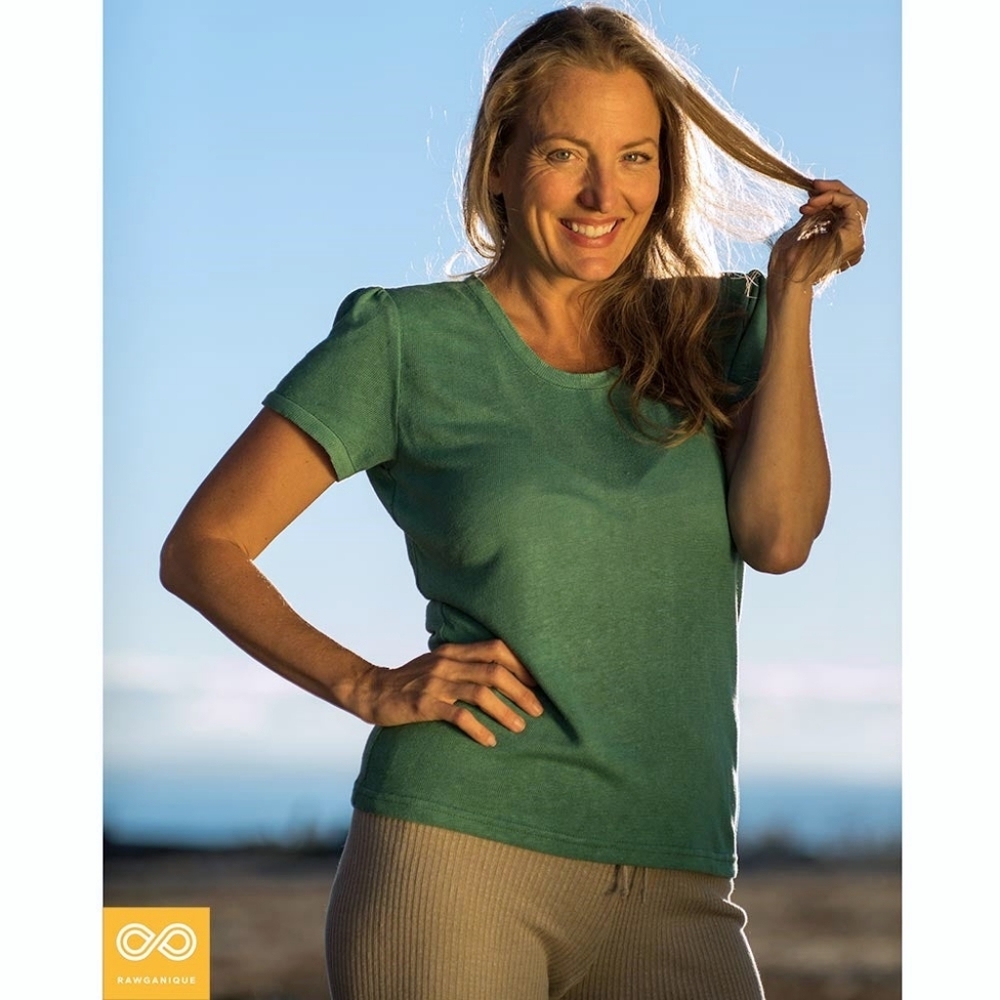 Rawganique Hemp Knit T-Shirt Short Sleeve Size Small Green Organic